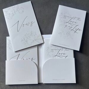 Elegant White Vow and Wedding Day Cards Set